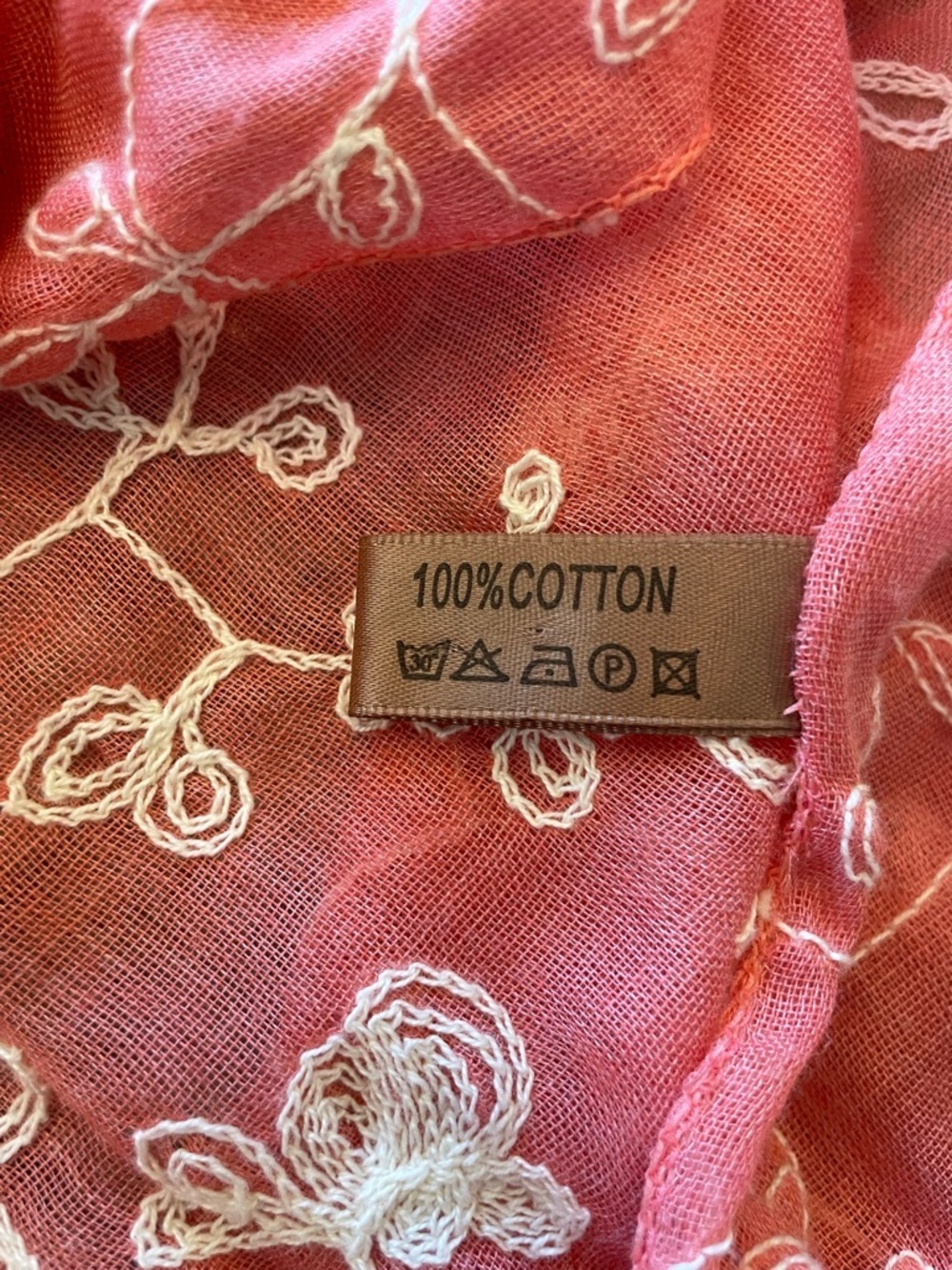 New 100% cotton coral Embroidered swim coverup/wrap or Scarf - Picture 5 of 7